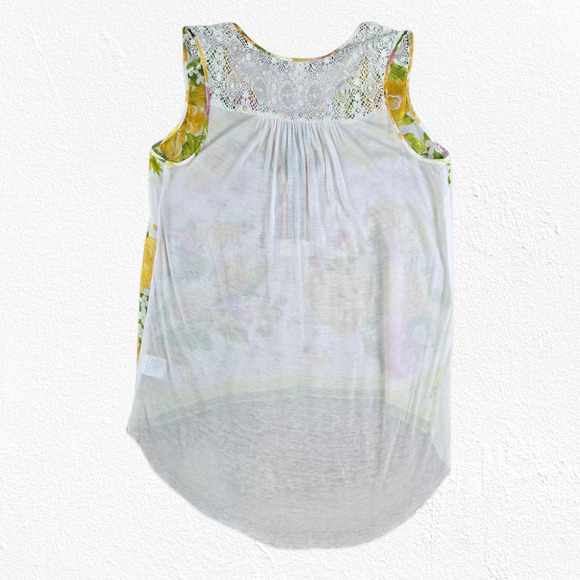 Tiny Anthropologie Yellow Floral Silk Lace Back Tank Top Boho Spring Size Small - Picture 7 of 7